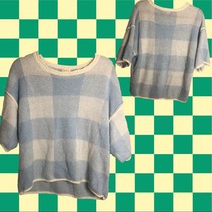 Blue gingham kit top